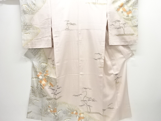JAPANSE KIMONO / HOMONGI FOR SUMMER / EMBROIDERY / KIKU & BOAT